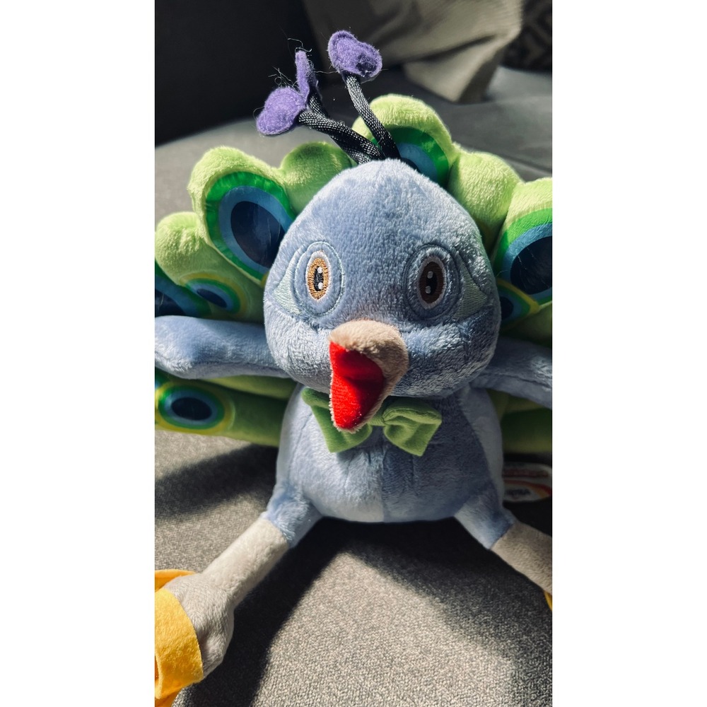 IRTRA Peacock Plush Toy Kids OS Blue Green Stuffed Animal Bow Tie Souvenir